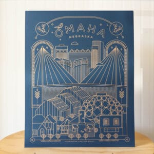 Matthew Bailey Omaha Navy + Gold Foil Print