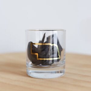 Gold Nebraska Outline Rocks Glass